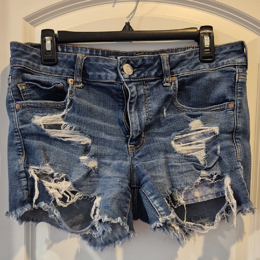 American Eagle Outfitters Distressed Blue Denim Cutoff Shorts